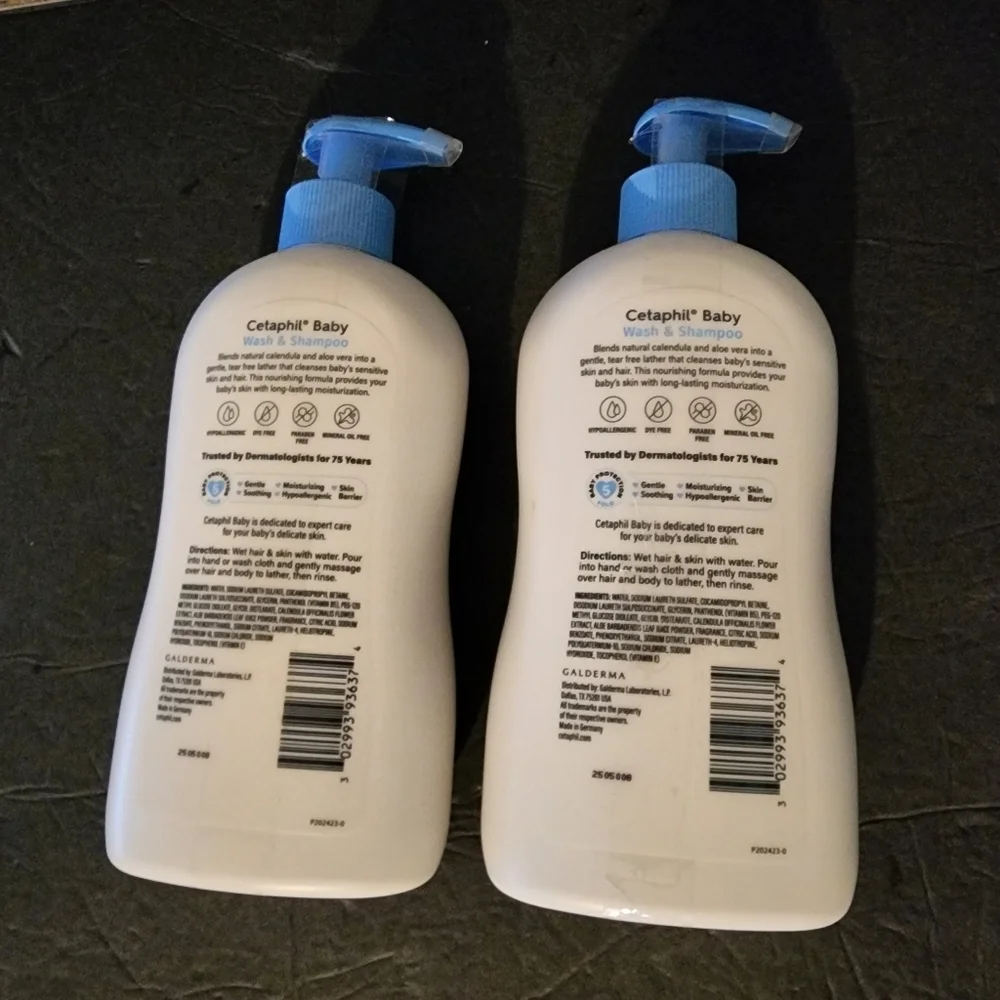 New (2) Cetaphil Baby Wash & Shampoo with Natural Calendula, Tear-Free 13.5oz